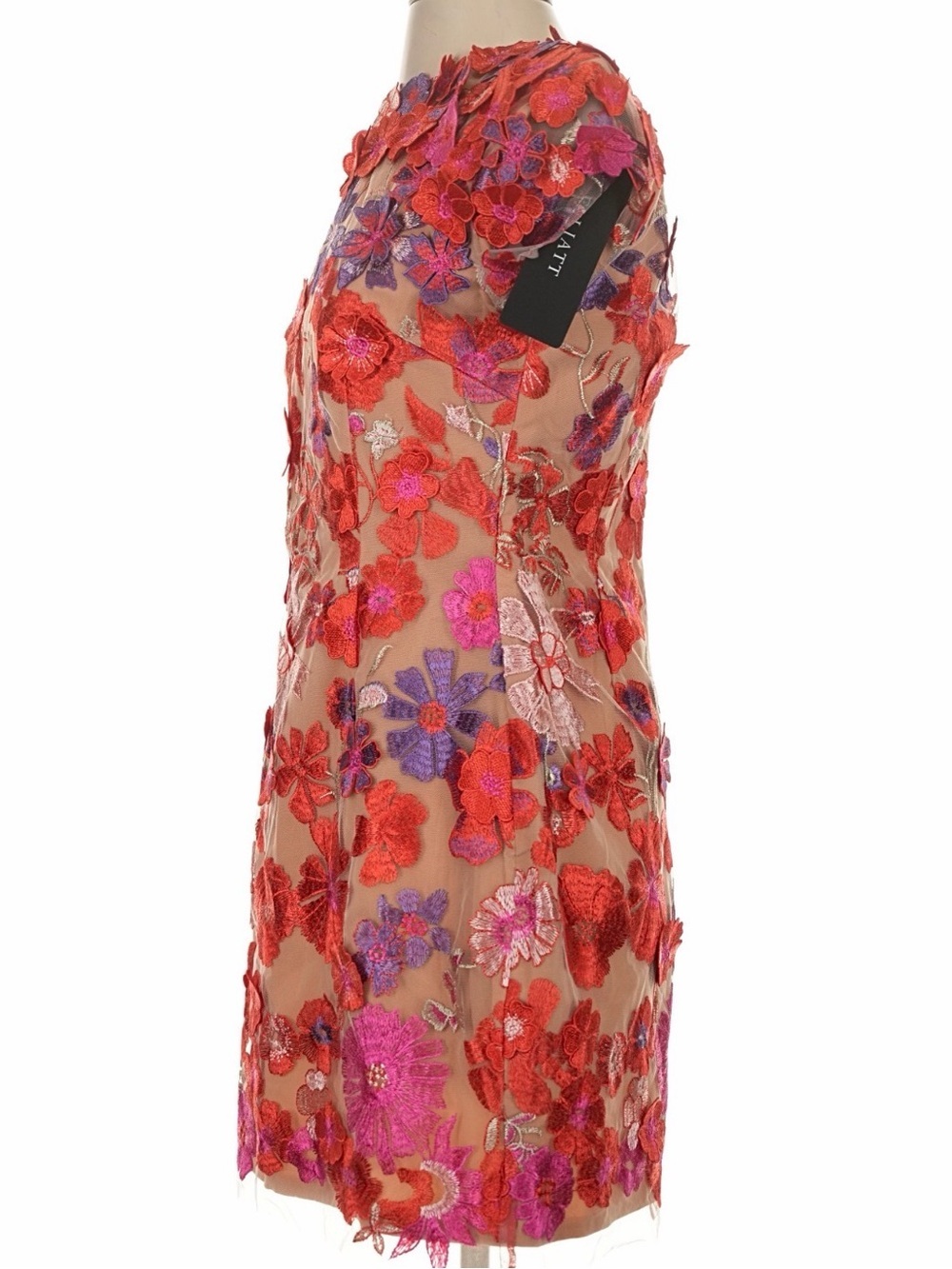 NWT Elliatt Performance Floral Appliqué Mini Dress Red Nude Size Small - Picture 7 of 11